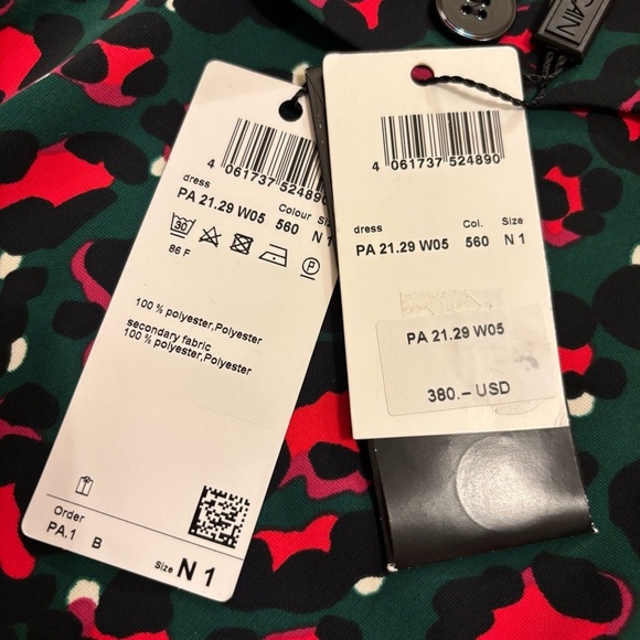 Marc Cain Addition Green and Hot Pink Leopard Cheetah Print Shift Dress N1 4 - Picture 5 of 8
